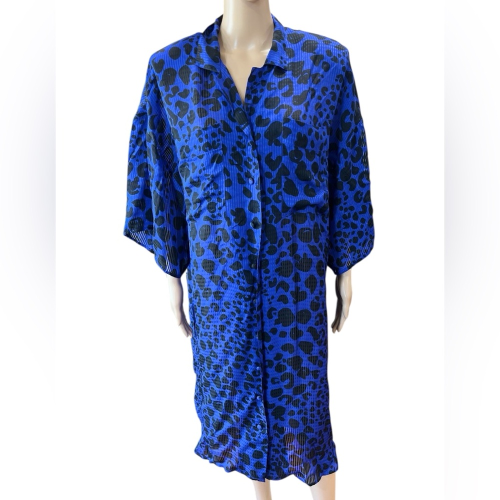 Summer travel Flora Kung 100% silk animal print shift vintage kaftan dress-8